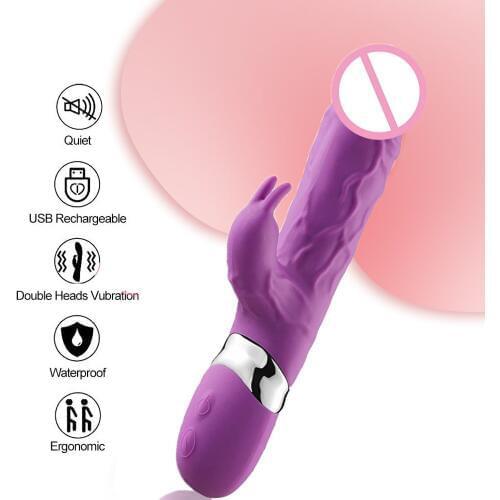 G Spot Rabbit Dildo Vibrator Sex Toys for Woman Vagina Clitoris Stimulator Female Masturbation Adult Double Vibrators for Women