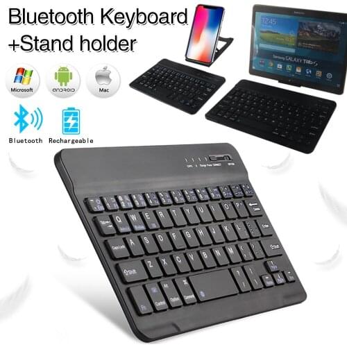 Keyboard for Tablet Notebook Phone Wireless Bluetooth Mini Keyboard Rechargable Keyboard + (Tablet PC/Mobile Phone) Holder