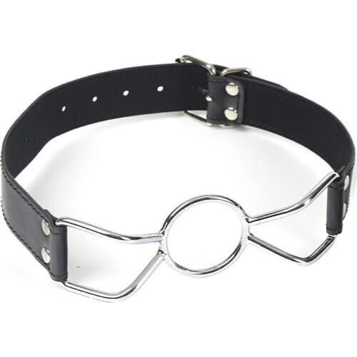 Leather Sex Toys Ring Gag Flirting Open Mouth With O-Ring During Sexual Bondage ,BDSM Roleplay And Adult Erotic Play For Couples