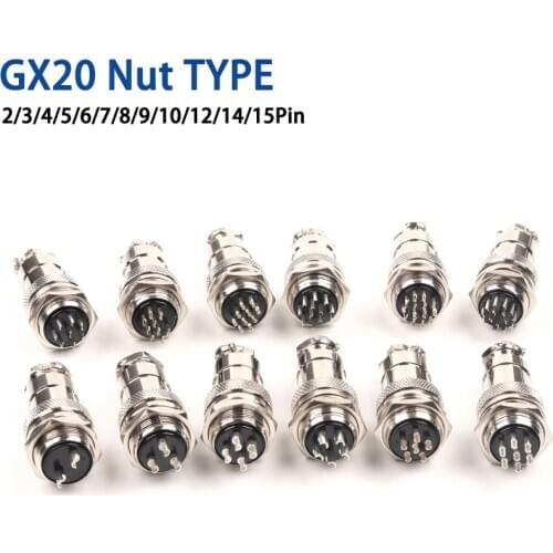 1Set GX20 Aviation connector Diam 20mm GX20 circular quick connector 2Pin 3/4/5/6/7/8/9/10/12/14/15pin Electric Wire Connectors