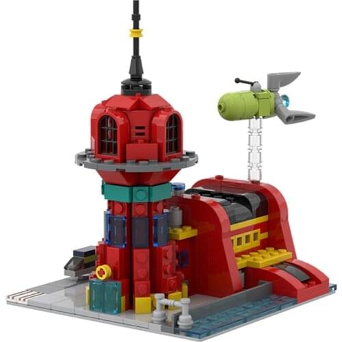 MOC Planet Express Headquarter Building Block Model Puzzle Education Splicing Collection Ornaments Brick Children Toy Gift