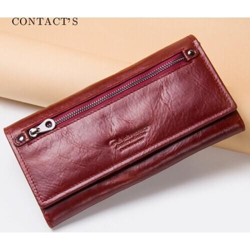 Genuine Leather Wallet Ladies Clutch Multifunctional Long Leather Womens Wallet Large Capacity