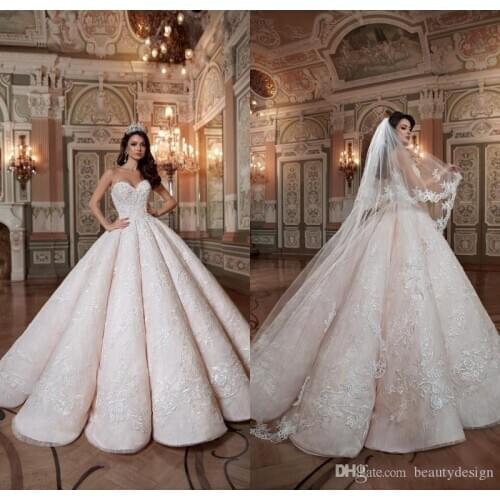 Hot New Arrivals Queen Wedding Dresses Sweetheart Floor Length Lace Ball Gown Custom Made Bridal Gowns Vestido De Noiva