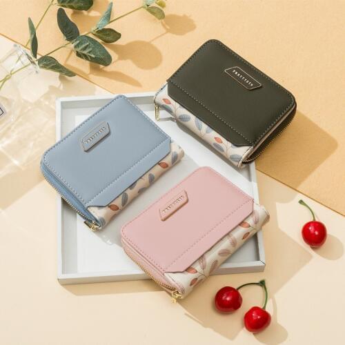 Small Wallet Cute Designer Leather Purse Patchwork Short Ladies Card Holder Floral Coin Purses Girls Wallets