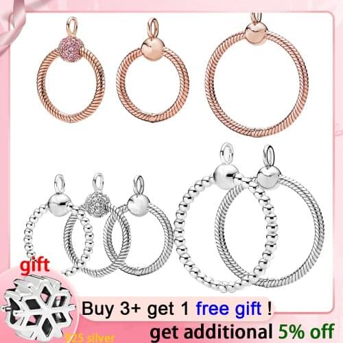 MYBEBOA 925 Sterling Silver O Pendant fit Original pandora Necklace DIY Charm Jewelry