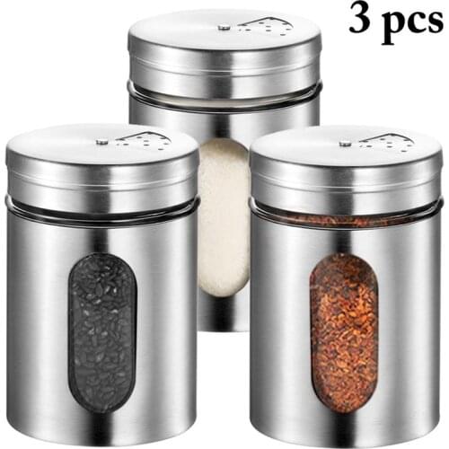 Stainless Steel Rotating Spice Seasoning Cans Jar Sugar Bottle Salt And Pepper Shakers Toothpick Holder Kitchen BBQ Cooking Tool