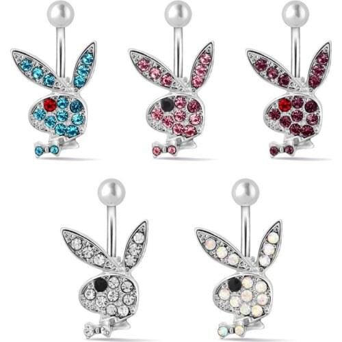 New Cute Rabbit Navel Bell Button Rings 316L Surgical Steel Piercing Belly Button Ring Navel Sex Body Jewelry