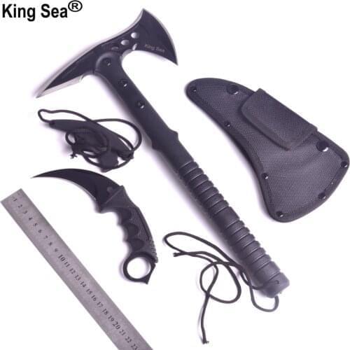 King Sea Claw Knife and Outdoor Axe Set Tactical Tomahawk Practical Axe and Karambit Neck Knife set Camping Hatchet CSGO Knife