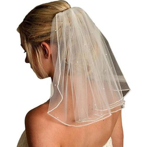 One Layer Short Wedding Veils With Comb Soft Tulle Bridal Veils With Comb Crystal Wedding Accessories