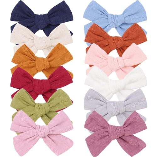 12Colors 1pcs Solid Hair Clips Cotton Hair Bows For Girls Boutique Hairpins Barrettes Headwear Cute Kids Hair Accessories 2100