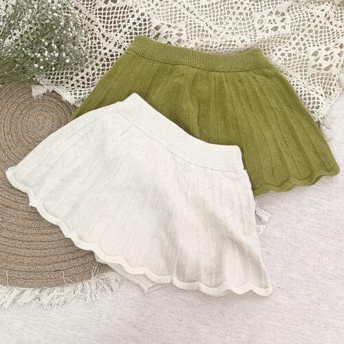 Autumn Spring Kids Knitting PP Shorts Lovely Knitting Skirt Shorts Candy Color Baby Girls Shorts Bottoming Pleated Skirts