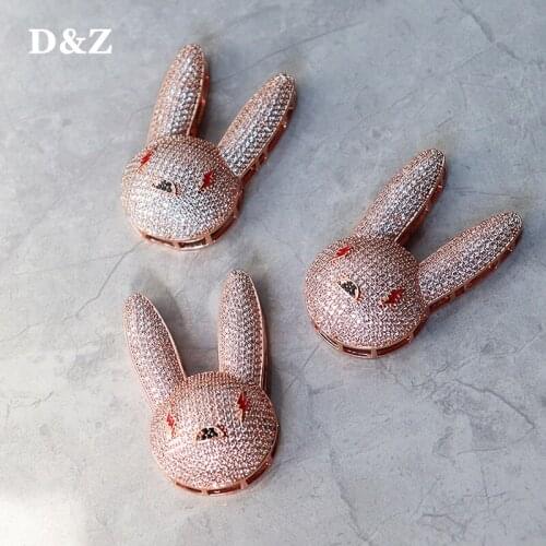 D&Z New Bad Bunny Pendant In Rose Gold Necklace Iced Out AAA Cubic Zirconia Bling Mens Women Hip hop Rock Jewelry