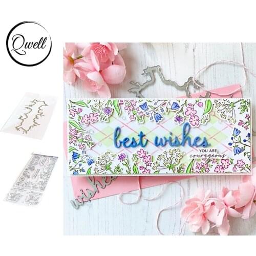 QWELL Metal Cutting Dies With Clear Stamps Set Floret Weed Shrub For DIY Scrapbooking Craft Making Template 2020 New