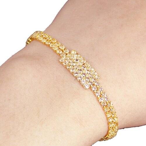 Adjustable Cubic Zirconia Bracelet Bangle for Women Captivate Shiny Bar Slider Brilliant CZ Gold Color Jewelry Pulseira Femme