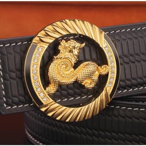 High Quality Fashion Round Buckle Cowhide Belt Designer 3.8 cm Wide Belt Copper Buckle Luxury Designer Belt Men