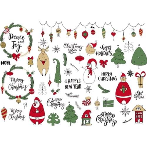 Christmas Clipart Sticker Patch T-Shirt Jeans Decoration Diy Washable New Fashion Heat Transfer Patch Holiday Transfers Set