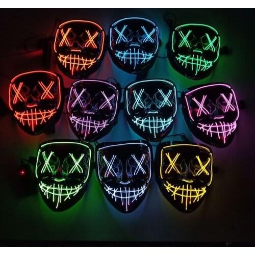 Prom Party Mask Glow Luminous Bar Show Mask Party Halloween Terror Skull Mischief Scary Dance Props Tool 2020 New E0907