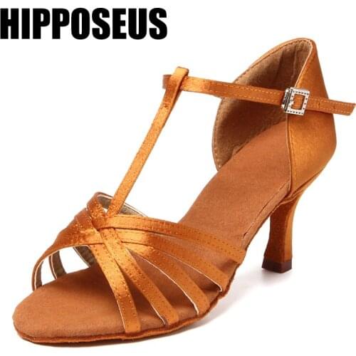 Hipposeus Latin Dance Shoes for Girls Woman Ladies Ballroom Modern Tango Dancing Shoes T-shoelace Practice Dance-Shoes Salsa