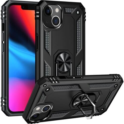 KEYSION Shockproof Case for iPhone 13 Pro Max 13 mini Ring Stand Heavy Protection Phone Back Cover for iPhone 12 11 Pro Max New