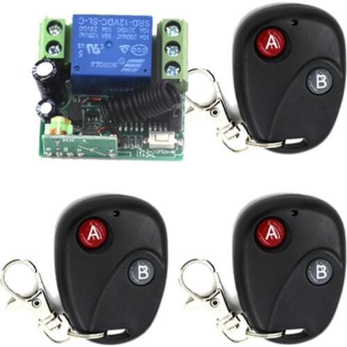 DC 12V 10A 1 Channel Smart Wireless Remote Control Switch Inter-lock Black AB Type Transmitter Mini Receiver SKU: 5560