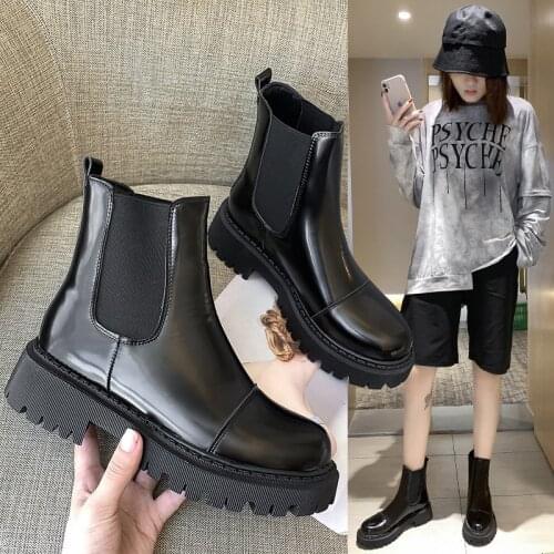 Shoes Womens Mid Calf Boots Boots-women Booties Ladies Round Toe Chelsea Low Heels booties Fad Rubber Rock Summer