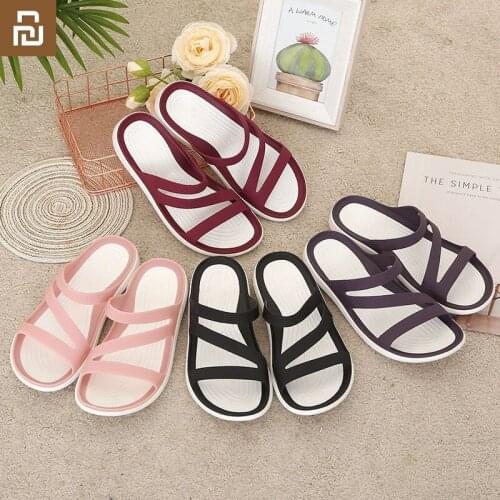 2021 New Youpin Women Summer Fashion Anti-Slip Slippers Soft PU Beach Lady Casual Slippers with Flat Heels Maternity Slippers