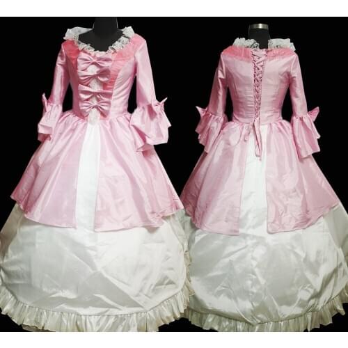 2020 New pink victorian Halloween Cosplay dress Colonial Georgian Renaissance Gothic Historical dress D-628