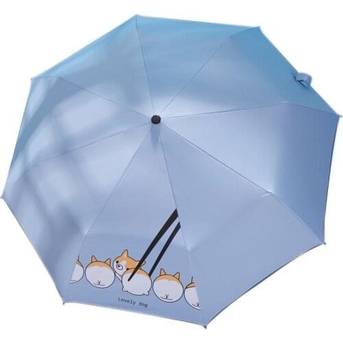 Cute Dog Full-Automatic Umbrella Folding Sun Umbrella Sunscreen Umbrella Cartoon Fresh Close with Windproof Waterproof