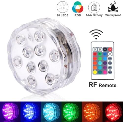 10 LED Remote Controlled RGB Submersible Light Waterproof Fishing Underwater Lamp Outdoor Swimming Pool Garden Pond lighting