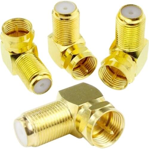 2-Pack Right Angle F Type Adapters Screw On Male to Female 90 Degree Connector for Wall Mounted TVs Wall Plates Cabinets