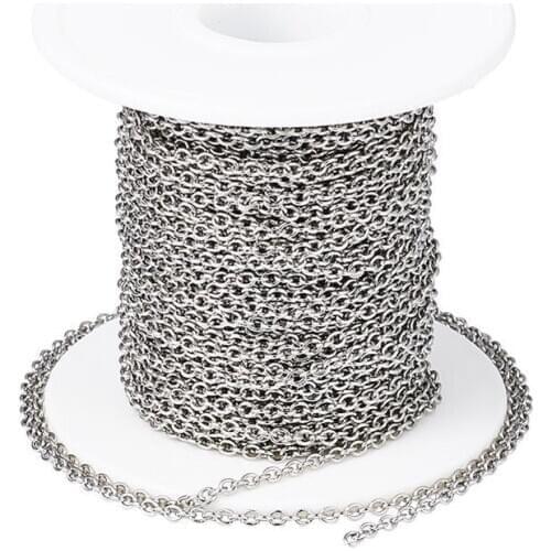 20m/roll Jewelry Accessories Stainless Steel Cable Chains Unwelded 3x2x0.6mm For Bracelet Necklace Making Accessories