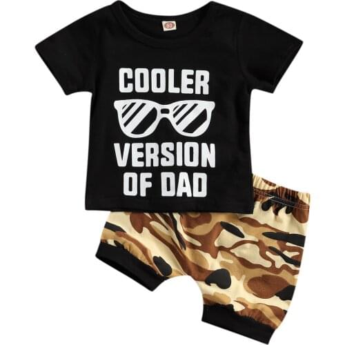 2021 0-3Y Toddler Baby Boy Clothes Sets Letter Print Short Sleeve T Shirts Tops Camouflage Shorts Childrens Clothing Set Summer