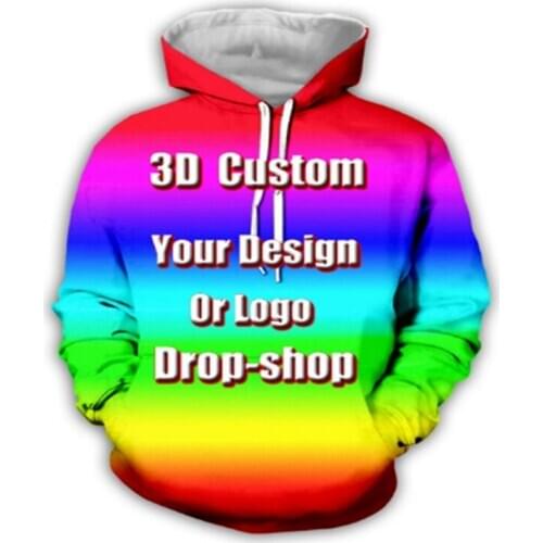 3D Boys Clothes Custom Hooded Sweatshirts Long Sleeve Men Women Hoodies DIY Logo Photo Print Crewneck Pullovers UNISEX