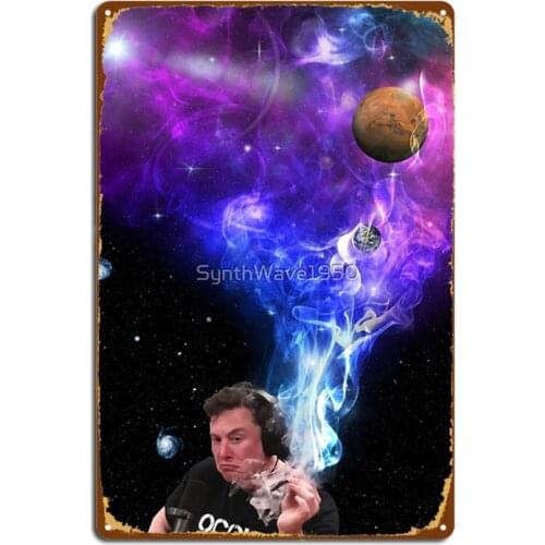 Elon Musk Portrait: Smoke And Space Metal Signs pub Cave pub Customize Painting Décor Tin sign Posters