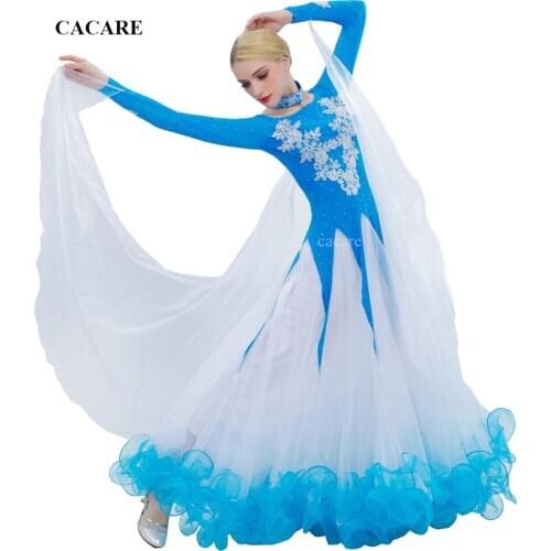 Ballroom Waltz Dresses Dance Competition Dresses Ballroom Dress Standard Customized Size D0453 Long Sleeve 10 Colors Big Hem