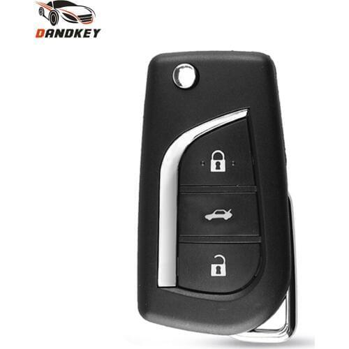 Dandkey 10Pcs Flip Folding Car Remote Key Shell For Toyota Camry Corolla RVA4 Reiz Highlander 2014 Key Case TOY43 Blade 3 Button