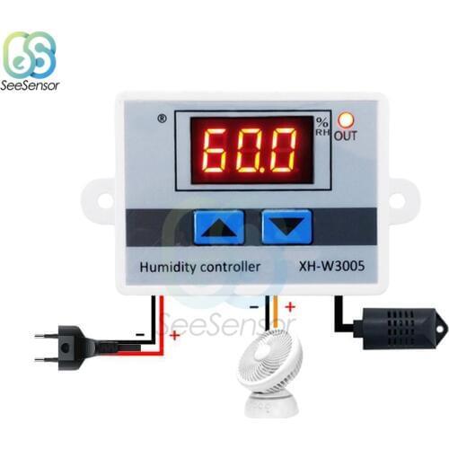 Digital LED Humidity Controller XH-W3005 12V 24V 220V Humidistat Hygrometer Humidity Control Switch Regulator + Humidity Sensor
