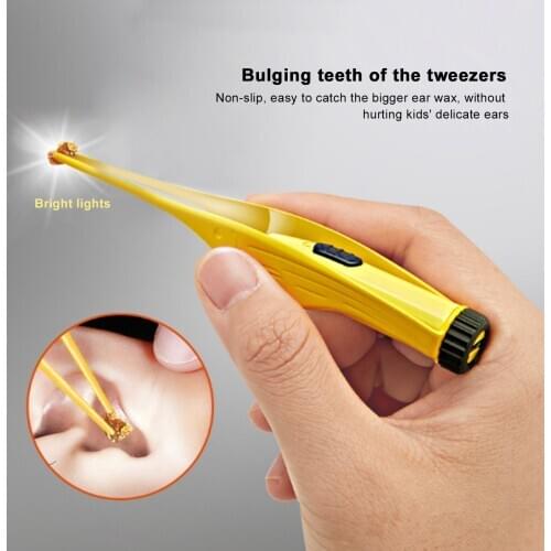 Ear Wax Removal Tool Ear Cleaner for Kids LED Flashlight Earpick Ear Wax Removal Tweezers Ear Picks Luminous Cleaning Tool