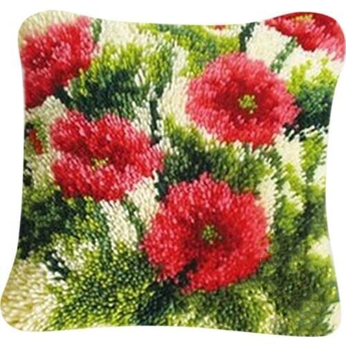 Flwoer Pattern - Latch Hook Kits for DIY Pillow Cover Sofa Cushion Cover 16 x 16 inch