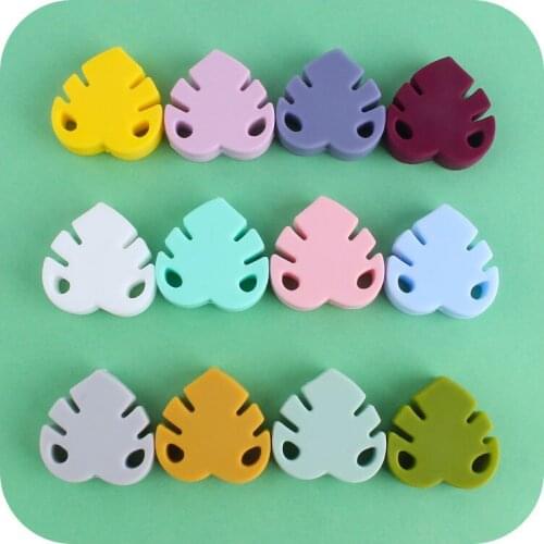 Creative DIY baby products cartoon leaves silicone beads molar toys teether bracelet pacifier chain necklace teether accessories