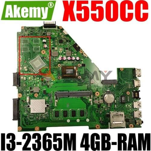 AKEMY X550CC Laptop Motherboard For ASUS X550CA X550CL R510C Y581C X550C Original Mainboard 4GB-RAM I3-2365M UMA