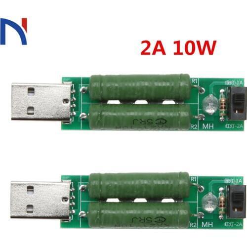 Mini USB Load Resistance Power Resistors Mobile Power Aging module 2A 1A with a switch 10W 5R USB Load Resistance