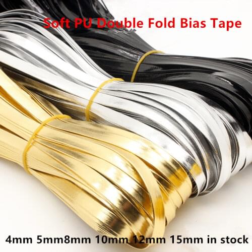 Faux Leather PU Bias Binding Tape Silver or Gold Dress-making Craft Patchwork Upholstery Sewing Textile Webbing