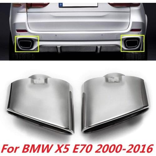 63mm Chrome Exhaust Dual Tail Pipe Muffler Tip Stainless Steel For BMW X5 E70 2008 2009 2010 2011 2012 2013 Auto accessories