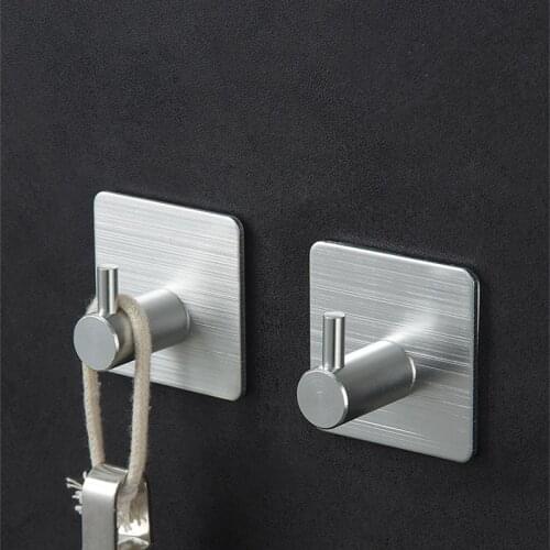 Stainless Adhesive Hooks Wall Door Clothes Coat Hat Hanger Kitchen Bathroom Rustproof Towel Hooks Bathroom Accessories