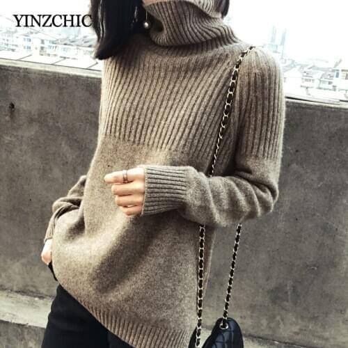 New Woman Winter Thick Sweater Turtleneck Knitted Pullover for Woman Solid Female Casual Warm Sweater Top Autumn Knit Pull