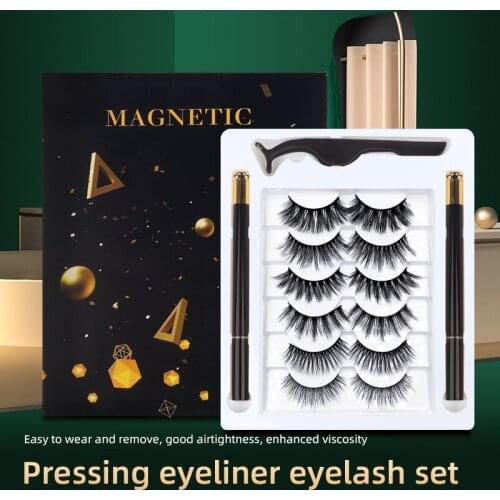 New Generation Pressing Eyeliner Eyelashes Set 6 Pairs Self Adhesive Lashes With Tweezers Liner Long Lasting Makeup Eyelash Tool