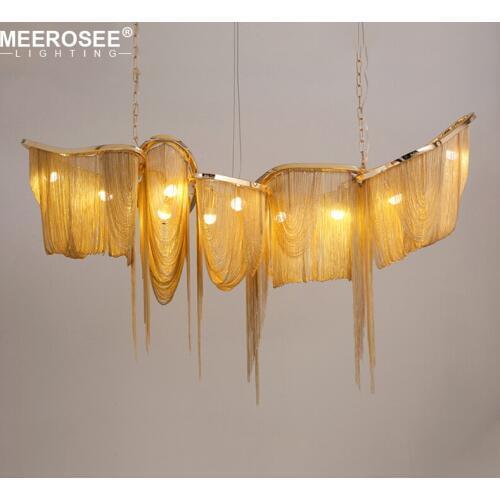 New Arrival Aluminum Chian Pendant Light Creative Rectangle Suspension Drop Lamp Lustrefor Living room Dining room Hotel Project