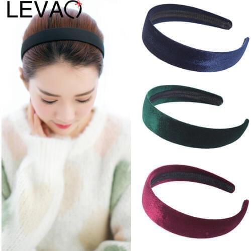 LEVAO Korean Style Solid Colors Simple Hairbands Gold Velvet Bezel Turban Hair Accessories Elegant Headbands Hair Hoop Wholesale