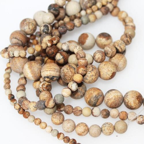 Wholesale Natural Stone Matte Picture Jaspers Beads Round Loose Beads 4 6 8 10 12mm DIY Bracelet Jewelry Making Accessories
